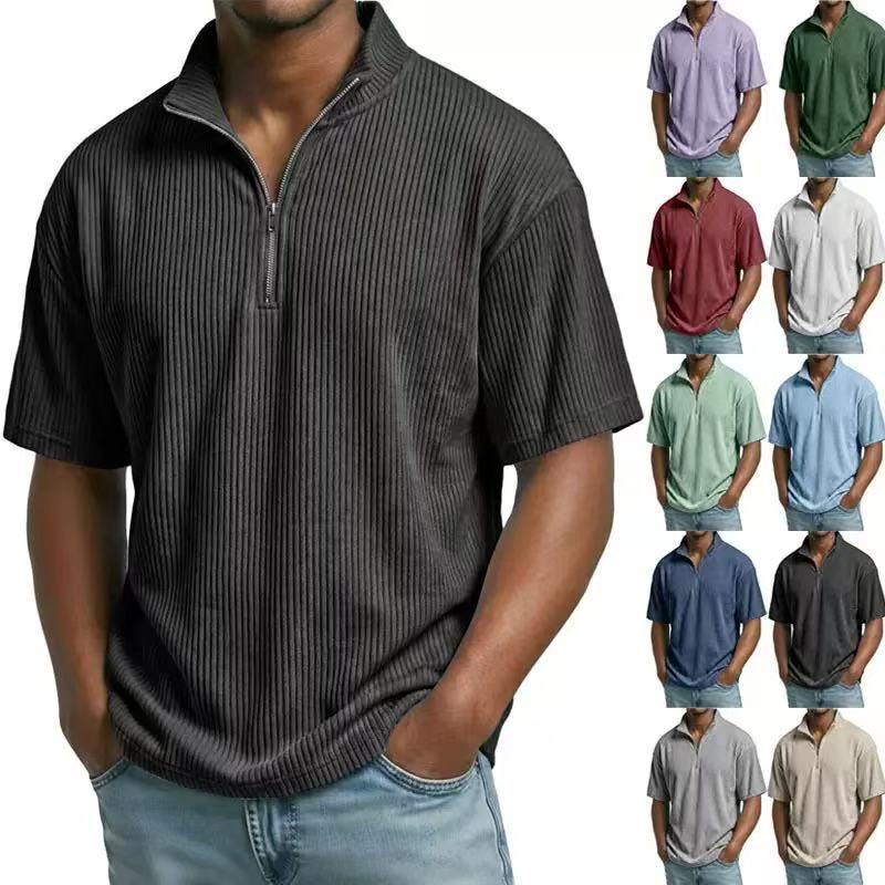 Corduroy Button Up Shirt Men - Camisa de Corduroy de Verão com
