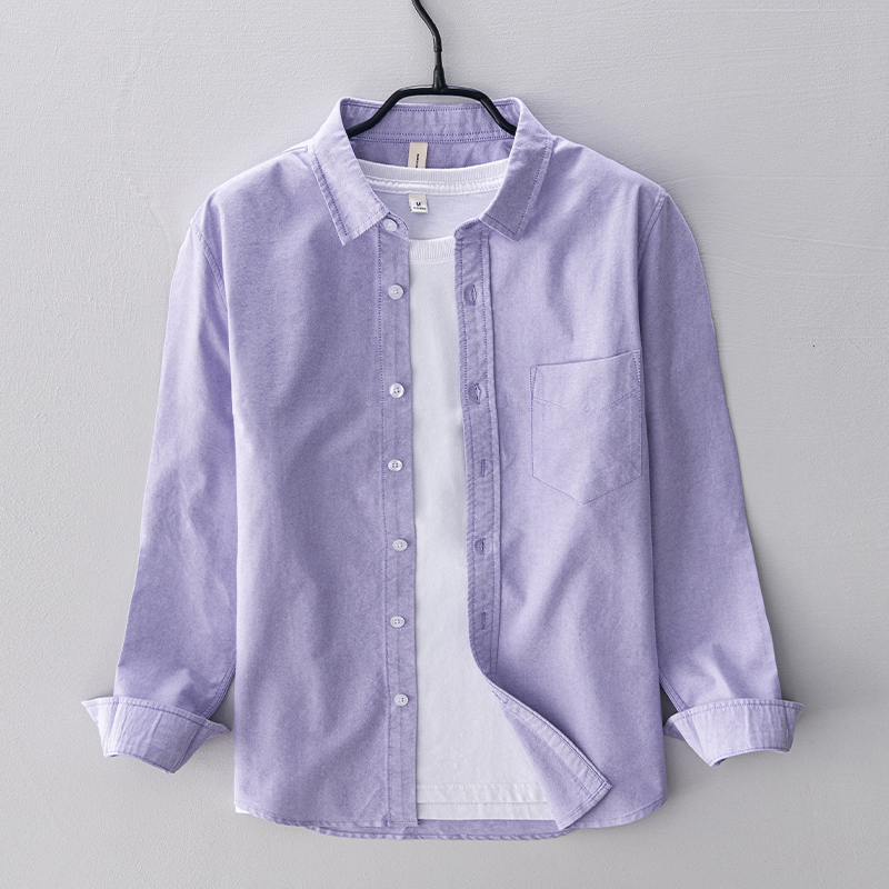Oxford Cotton Casual Shirt Business - Novo estilo de manga comprida marca