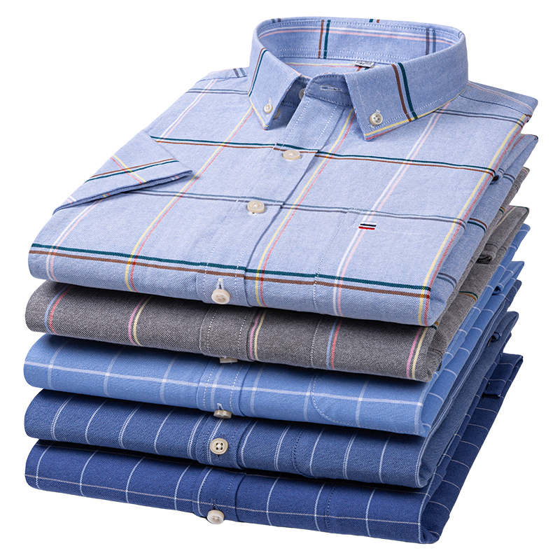 Oxford Cotton Casual Shirt Business - Camisa listrada masculina de qualidade, camisa