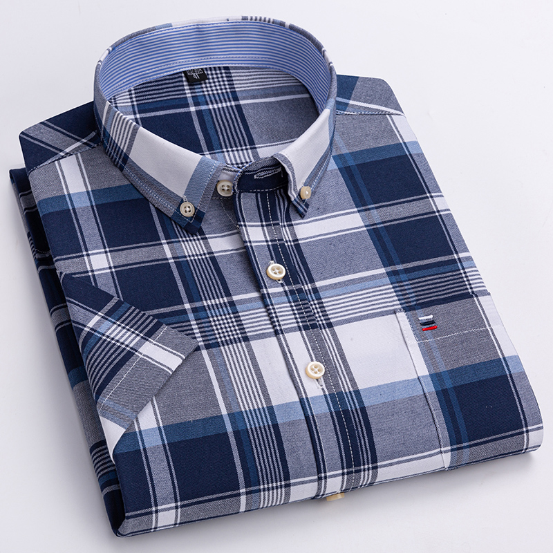 Camisa listrada masculina de q - Oxford Cotton Casual Shirt Business avaliação e preço