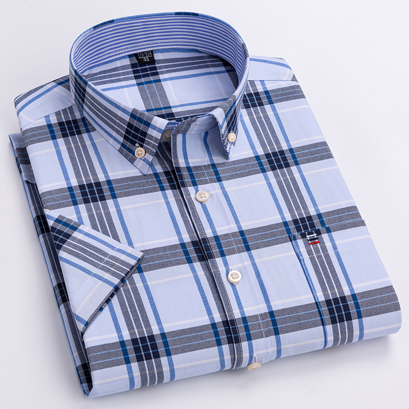 Camisa listrada masculina de q - Oxford Cotton Casual Shirt Business avaliação e preço