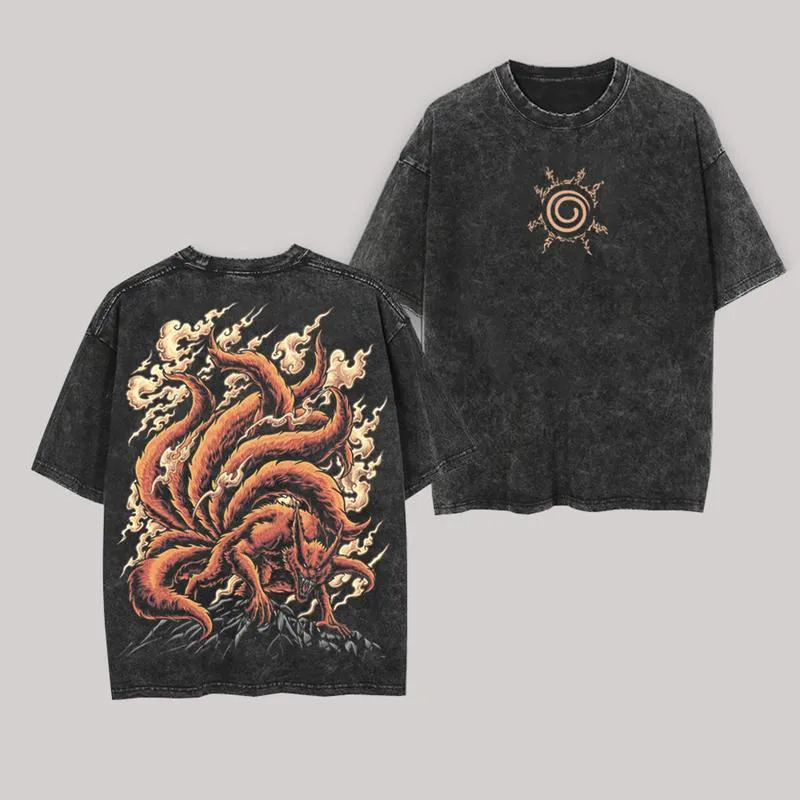 Camiseta Masculina Kurama Kyuu - Acid Wash Vintage Graphic T Shirt avaliação e preço